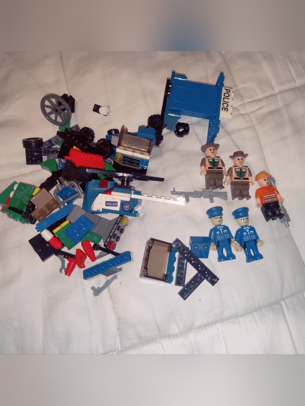 Blue Police Building Blocks Parts & Mini Figures  Playset - Kids Toys